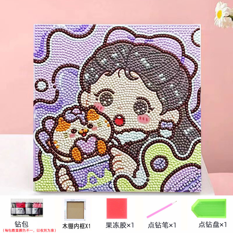 Envío gratis 20 * 20diy pintura de mampostería pintura de diamantes dibujos animados para niños anime pintura decorativa hecha a mano Kuromi con marco