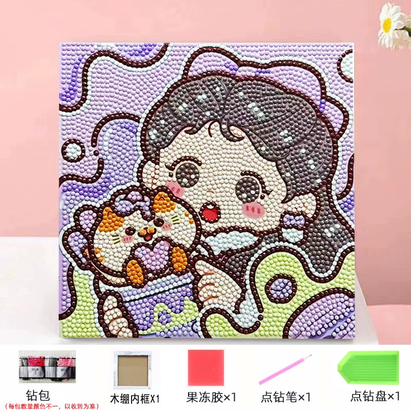 Набор алмазной мозаики DIY Kuromi и мультфильмы 20×20 см, рамка-наклейка, детское творчество
