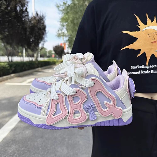  new student casual letter niche low-cut sneakers, trendy Korean style versatile flat-soled color-blocking sneakers for women in autumn
