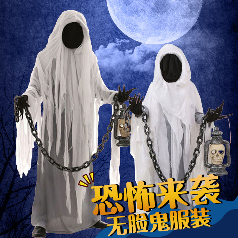 Хэллоуин взрослый призрак мертвых, безликие дети, потрясающий скелетный скелет Терри Скелет