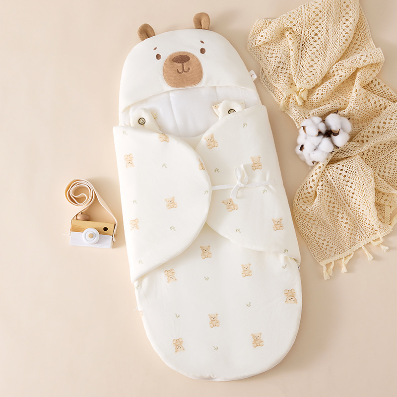 Newborn Baby Anti-Jump Sleeping Bag 350g Thickeneded Quilted Baby Quilt Newborn Swaddle Anti-Kick Quilt