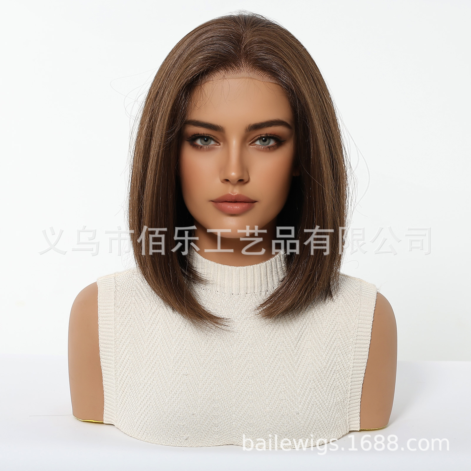 Europa y América 13 * 6 cabello corto marrón natural hombro cabello corto cabello recto fábrica transfronteriza al por mayor peluca de encaje