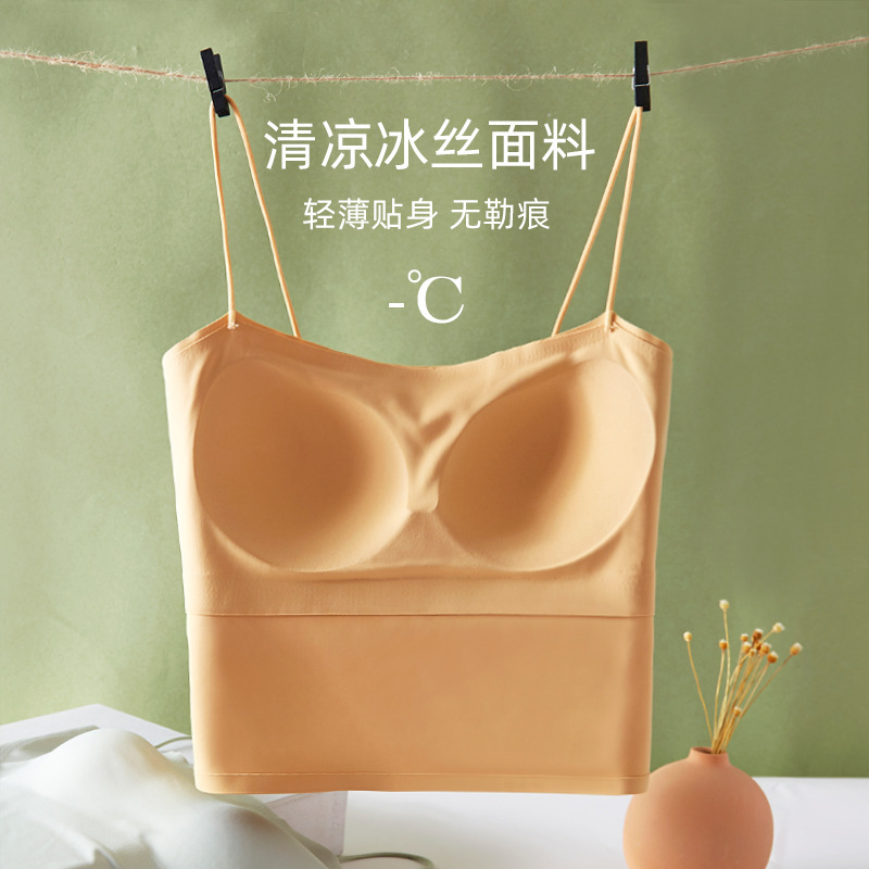 Beautiful back sling women's inner wear with breast pads all-in-one push-up seamless bottoming underwear summer thin tube top outer wear