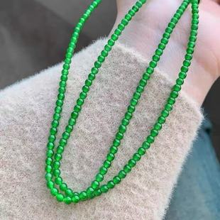 Burmese Jadeite Old Pit Ice Type Spicy Yang Green Jadeite Millet Bead Necklace Bracelet Jadeite Treated Beads Beaded Necklace