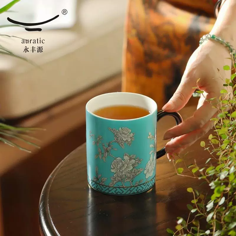 [Оптовая продажа Yongfengyuan] [Консультация по groepsовая покупка] Чашка Yongfengyuan Ink Peony Mug 350ml керамическая