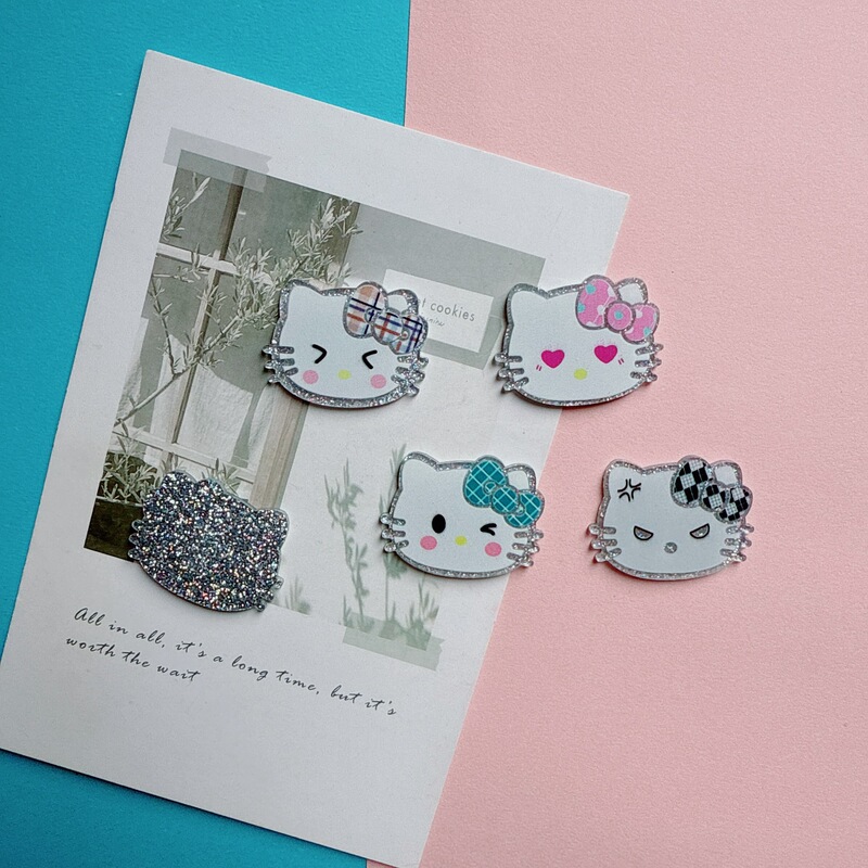 表情包亚克力细闪kitty猫diy饰品配件发夹鞋花手机壳贴片材料批发|undefined