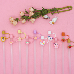 New cartoon straw cover 8-10mm silicone straw cap animal figurine dustproof protection personalized straw plug supply