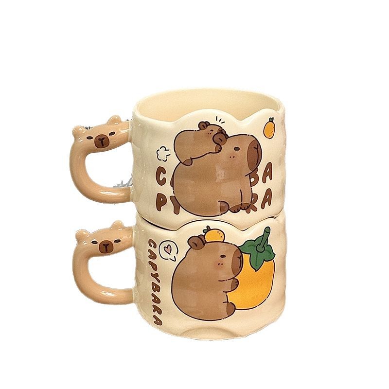 Kapibala apilada linda taza de agua taza de café para el hogar taza de regalo de mano cerámica pareja de alto valor