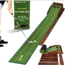 室内高尔夫推杆练习器golf家用练习器带自动回球推杆训练器练习毯