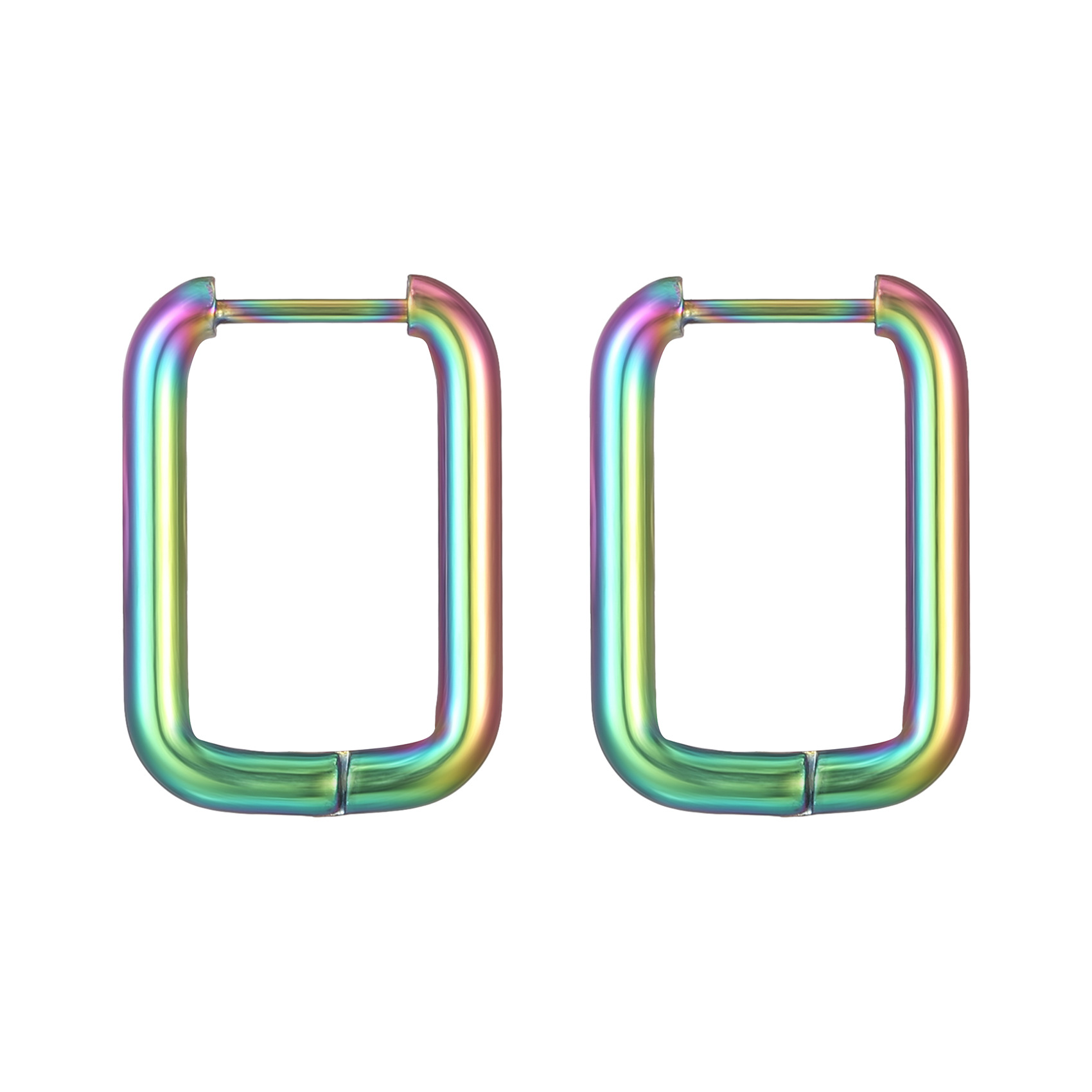 Fashion Rectangle Stainless Steel Plating Hoop Earrings 1 Pair display picture 4