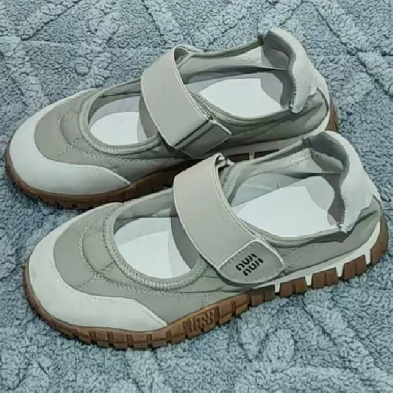 2025 весна и лето новый ретро круглая голова колорит обувь Мэри Джейн женская мода повседневная липучка светлая рот обувь женская обувь