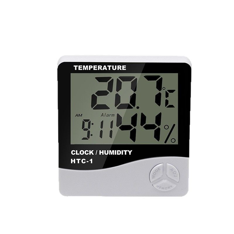 ermómetro-higrómetro digital HTC-1, pantalla grande, alta precisión, con reloj y alarma