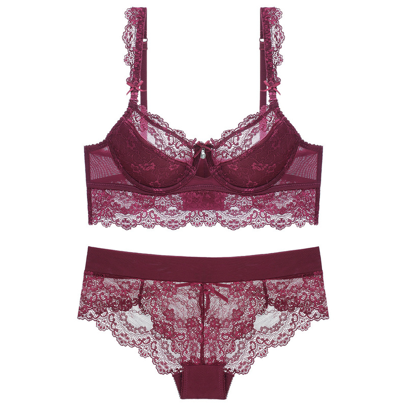 15102 Ultra-thin Sexy Lingerie Set for Women, Black Lace, Minimizes Large Bust, Anti-sagging Victorian Bra 15102 Ultra-thin Sexy Lingerie Set for Women, Black Lace, Minimizes Large Bust, Anti-sagging Victorian Bra