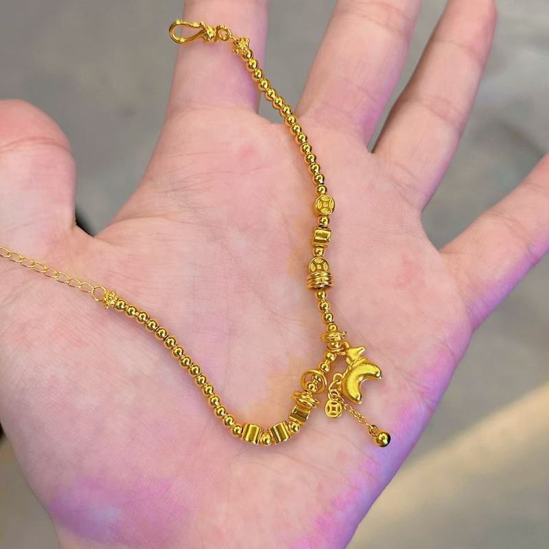 サンドゴールドジュエリーニッチデザイン、すぐにお金がもらえるブレスレット、軽い高級感とハイエンドの模擬ゴールド、色褪せない女性用ブレスレット|undefined