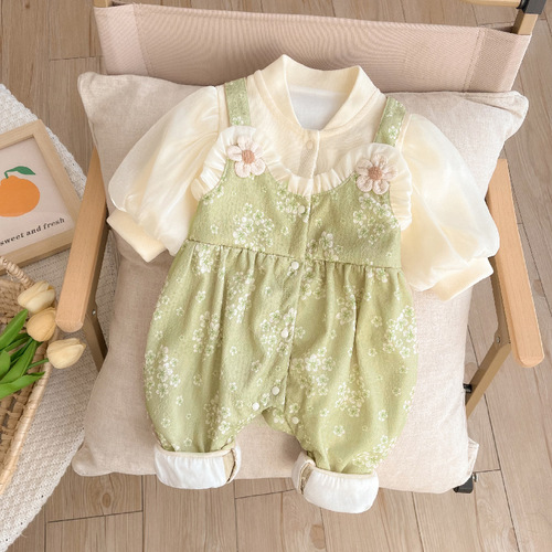 Baby clothes Spring set onesie Newborn children baby clothes Full moon super cute outdoor Haha clothes crawl suit Spring and Autumn Season