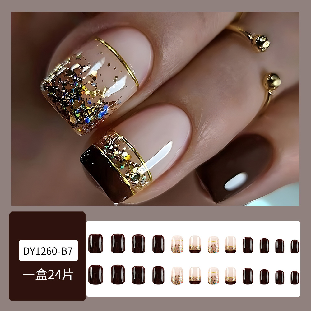 Puntas de uñas postizas de estilo europeo y americano, piezas de uñas desmontables de longitud media, uñas usables, puntas de uñas puras y elegantes.