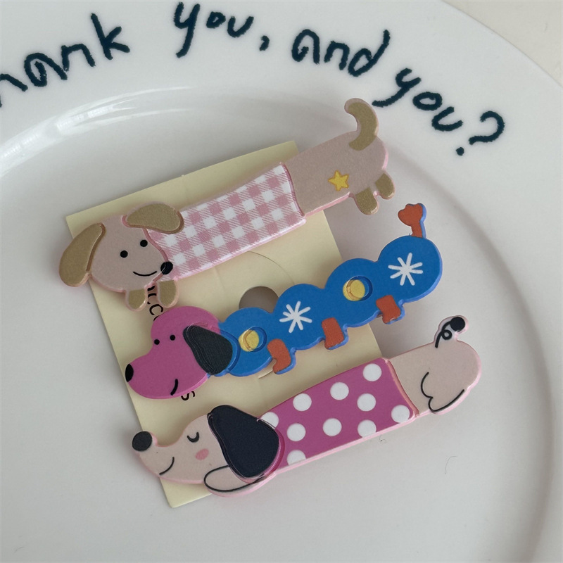 Forcina per capelli a forma di cucciolo, dolce, ragazza dei cartoni animati, a forma di cuore, a forma di becco d'anatra, lunga, con frangia, fermaglio per capelli spezzati, accessori per capelli Nuovo_voghion.com