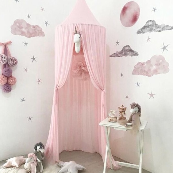 INS new children's bed curtain chiffon dome bed curtain baby bed curtain princess bed curtain 4 color optional