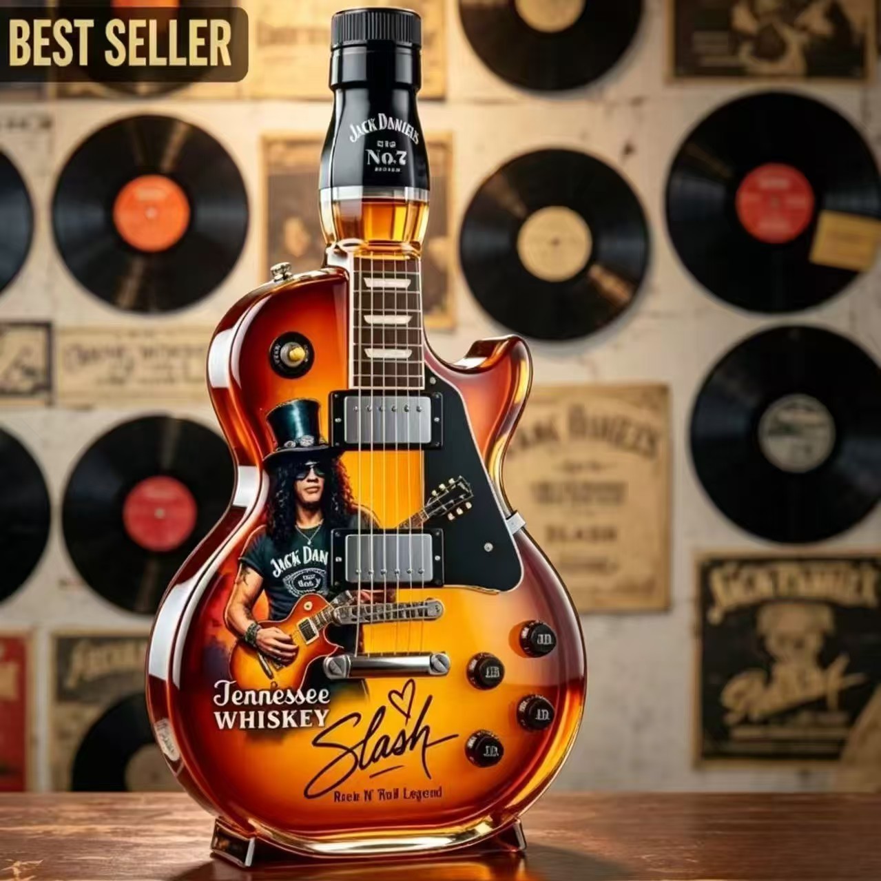 Nuevos productos transfronterizos de guitarra de rock botella de whisky estación independiente de alta venta botella de vidrio de silicona Tennessee