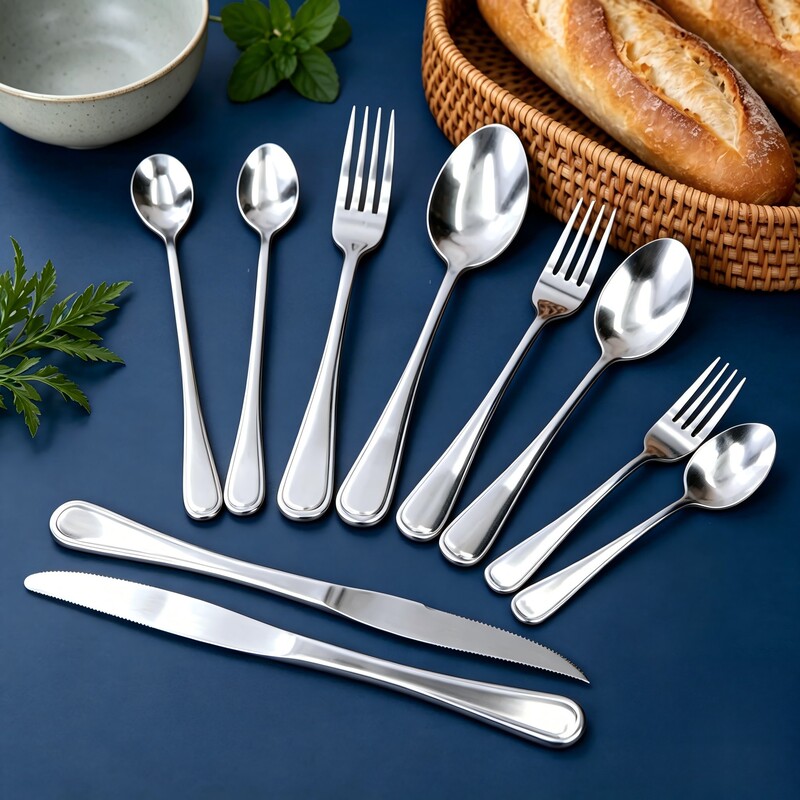 Stainless Steel New Flower Pattern Tableware Knife, Fork and Spoon Set Coffee Spoon Stirring Household Table Knife Steak Knife Factory Ready Stock