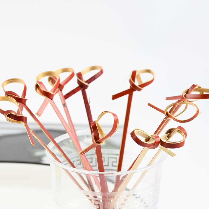 Nudo de bambú de flores, botones de frutas, botones desechables de bambú, botones de frutas, horquilla de frutas, bandeja de frutas