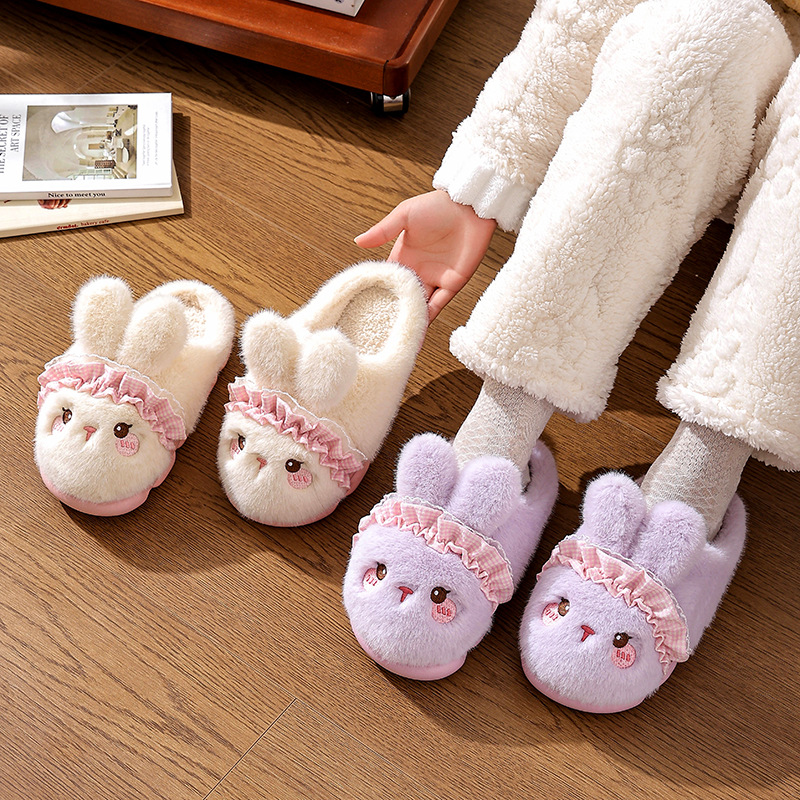 Hermosas zapatillas de algodón de invierno de mujer 2025 nuevo interior de la luna de calentamiento de peluche zapatillas de algodón de luna