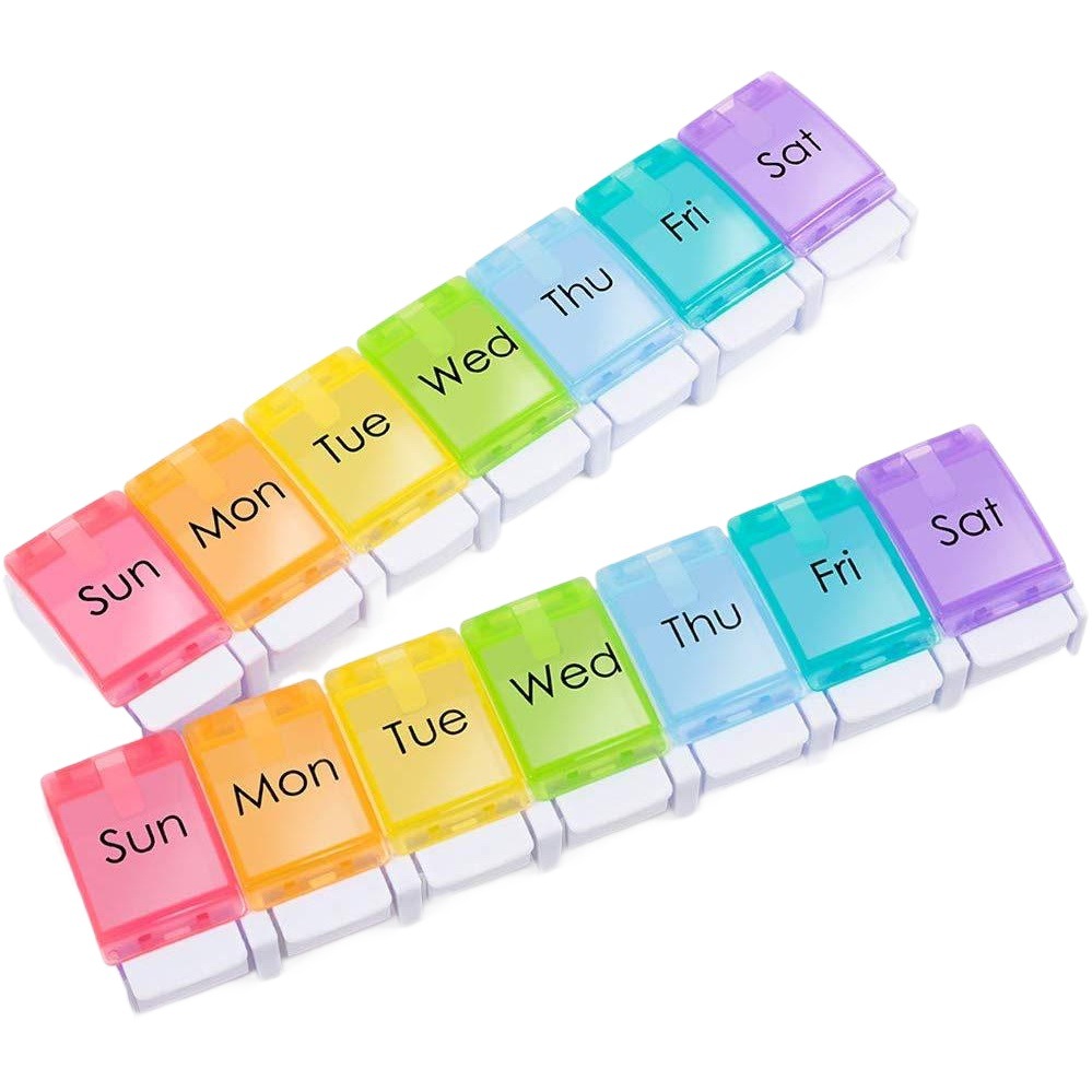 Directo de fábrica Inicio Viajes sola fila 7 días Arco Iris Piano prensa rebote conveniente caja de la píldora del Cuidado de La Salud caja de la píldora