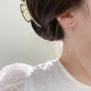 Earrings from pearl, flowered, bright catchy style, 2024 years