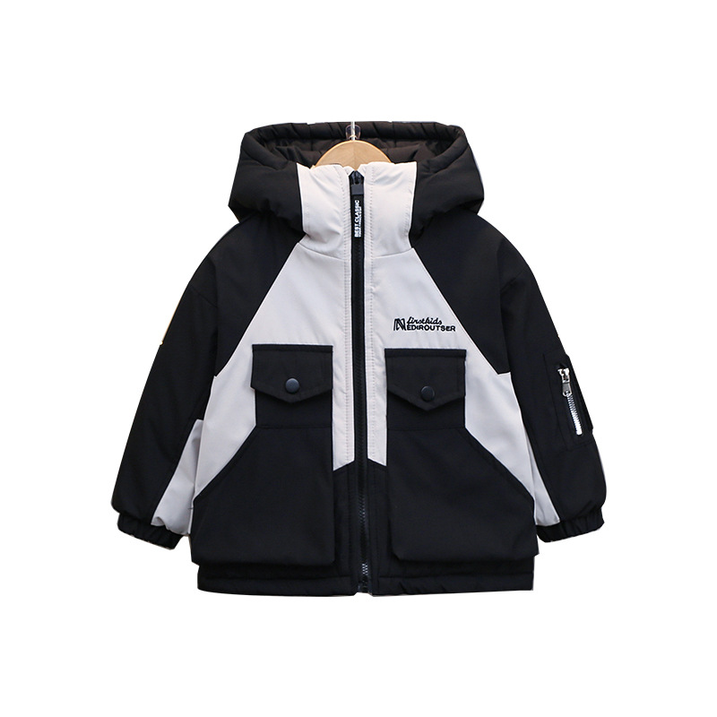 6433 Ropa de Parker de terciopelo para niños 2025 otoño e invierno nuevo estilo abrigo de algodón grueso para bebés