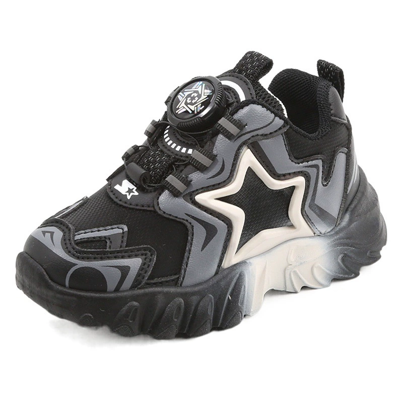 Распродажа детских кроссовок 2025: весенне-осенние кроссовки для мальчиков в стиле «папины кроссовки» с вращающейся пряжкой, повседневные туфли для девочек, мягкая подошва, обувь для малышей