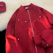 美式防水飞行员运动夹克男士2025年秋冬季国潮工装立领棒球服外套