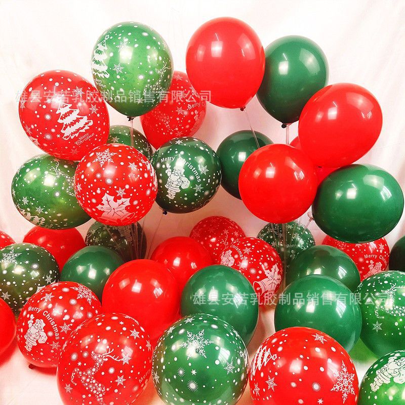 Transfronterizo globo de Navidad al por mayor de 10 pulgadas de 12 pulgadas impreso árbol de Navidad decoración fiesta decoración suministros