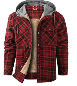 2023 transfronteriza especial de invierno de los hombres a cuadros de punto con capucha Camisa de algodón y engrosamiento chaqueta