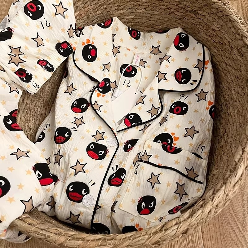 Japanese brand pijama, summer cotton gauze cute set, women's style, with short sleeve, 3 piece set