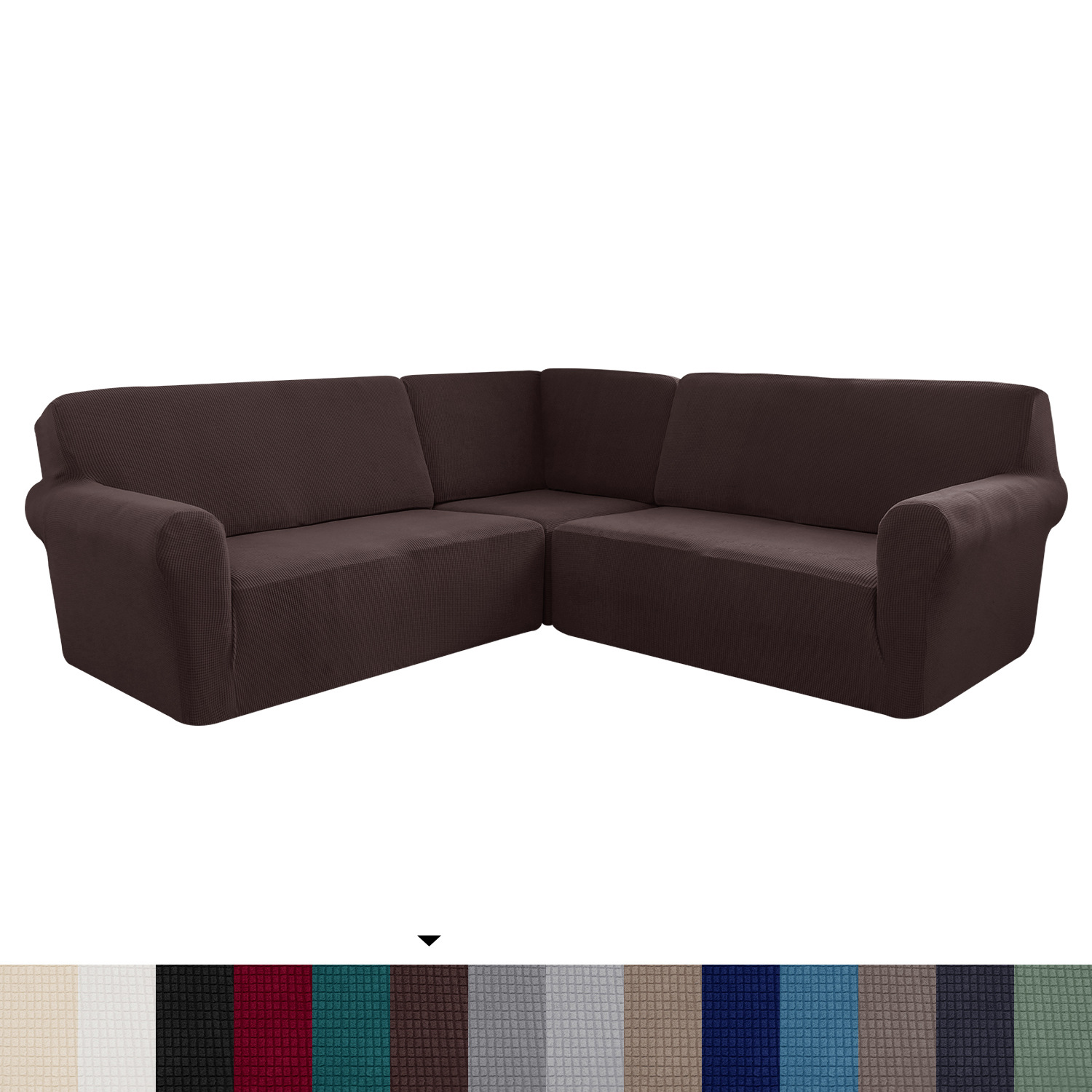 Cross-Border Stretch Pineapple Grid 5-Seater Solid Color Full Coverage Private Seat Party Corner L-Shaped Sofa Cover_voghion.com