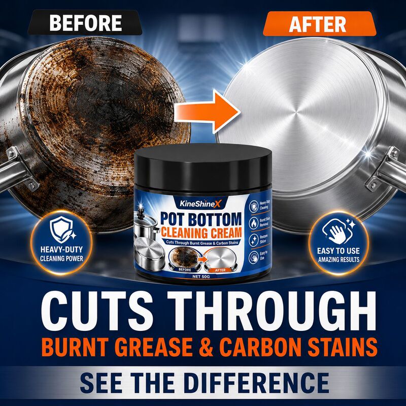 Kineshinex Powerful Cleaning Paste for Black Stains on the Bottom of Pots Easily Removes Burnt Residue, Burnt Marks, Carbonization, and Oil Stains
