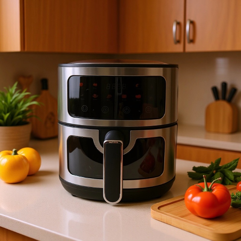 Air Fryer 8L Household Intelligent Visual Touch Screen Electric Fryer Large Capacity Multi-Functional Visual Flip-Free Oven