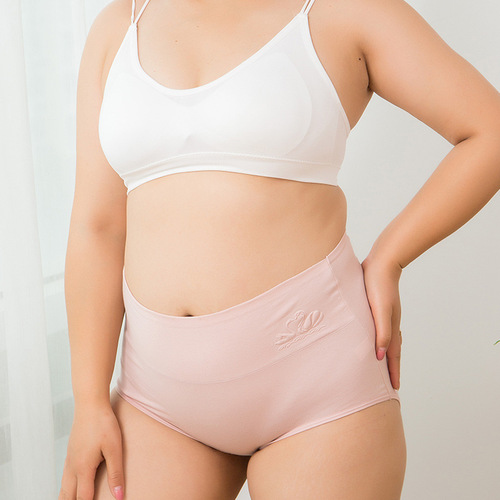 Women's high-waist European and American large-size women's abdomen briefs girls 'fat MM printed underwear pure cotton crotch