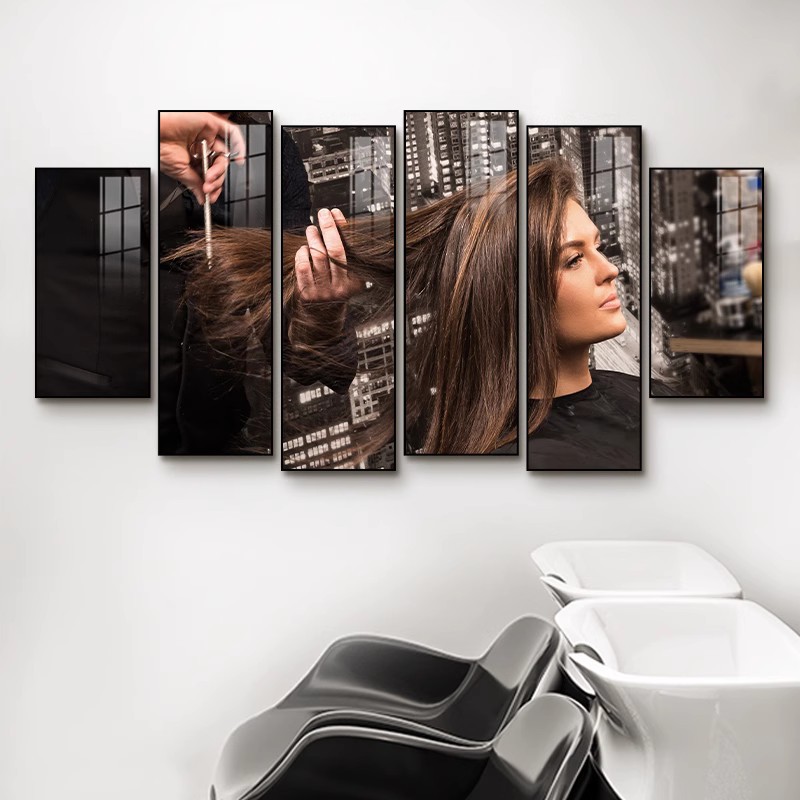 理发店墙面装饰发型造型图片宣传壁画发廊美发店装饰品背景墙挂画