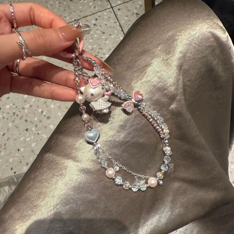 芭蕾风镶钻蝴蝶结天使kt猫手机壳挂绳ccd相机咕本卡册装饰品卡通|undefined