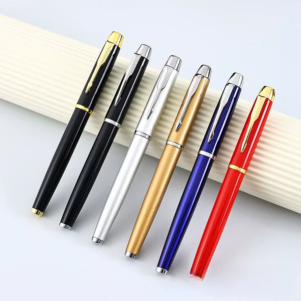 Gold and Silver Clip Ballpoint Pen Business Signature Pen Office Stationery Metal Signature Pen Can Be Customized with Logo Stainless Steel Gel Pen