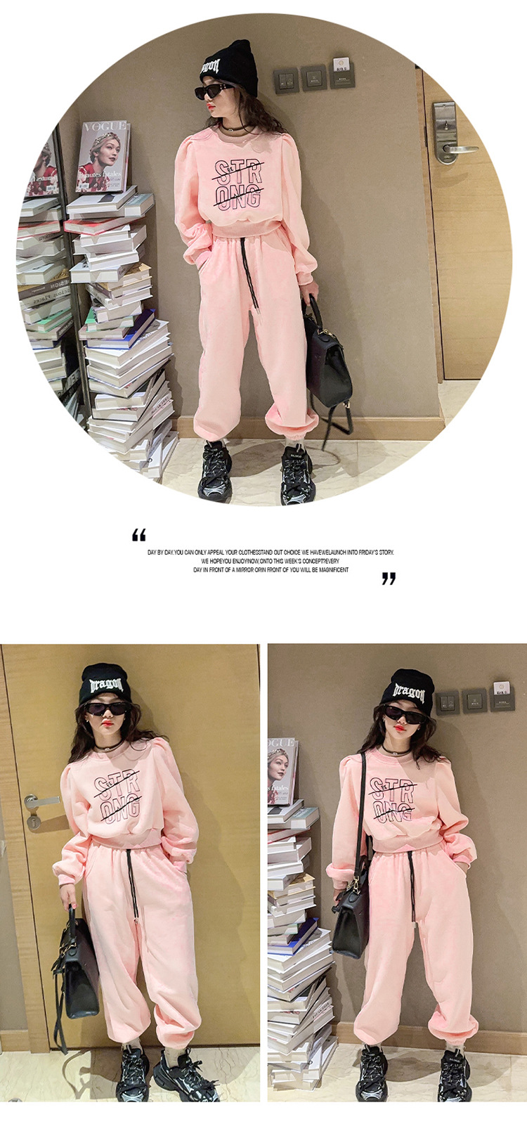 Conjunto deportivo para niñas de felpa otoño e invierno 2023, nuevo suéter grueso de moda para niños de talla mediana a grande con alpaca_voghion.com