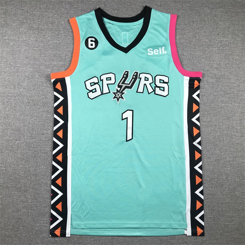 Camisetas y chalecos de baloncesto bordados de los Spurs al por mayor1 #   Wembanyama Wembanyama 4 #   5 # image 10