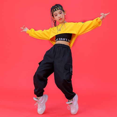 Hip-hop Fashion Kids Girl Jazz Dance Performance Topless Top Set June 1st Dance Performance Costume New Trendy