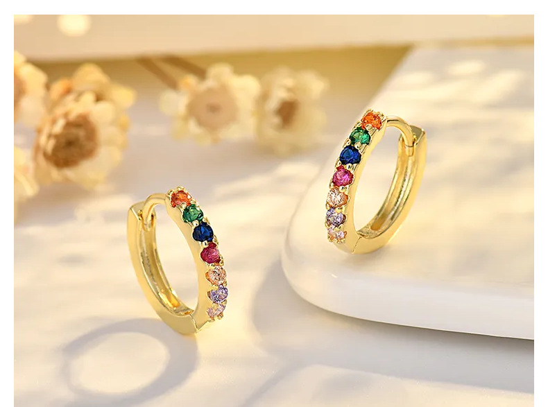 3g Weight Copper Ear Needle Material Zircon Inlay Material Hoop Earrings Classification 1 Pair Quantity Daily Occasion Copper Material Geometric Pattern Women's Gender Simple Style Style 1 Pair Simple Style Geometric Copper Zircon Hoop Earrings 3
