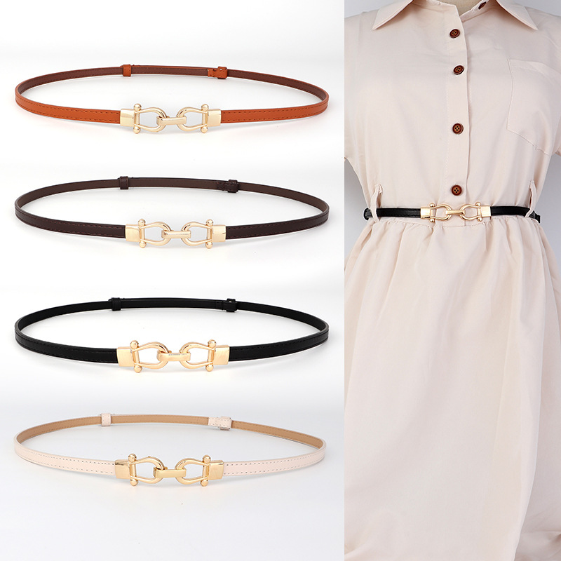 Cinturón Fino Decorativo para Mujer de Cuero PU Ajustable para Uso Diario y Casual
