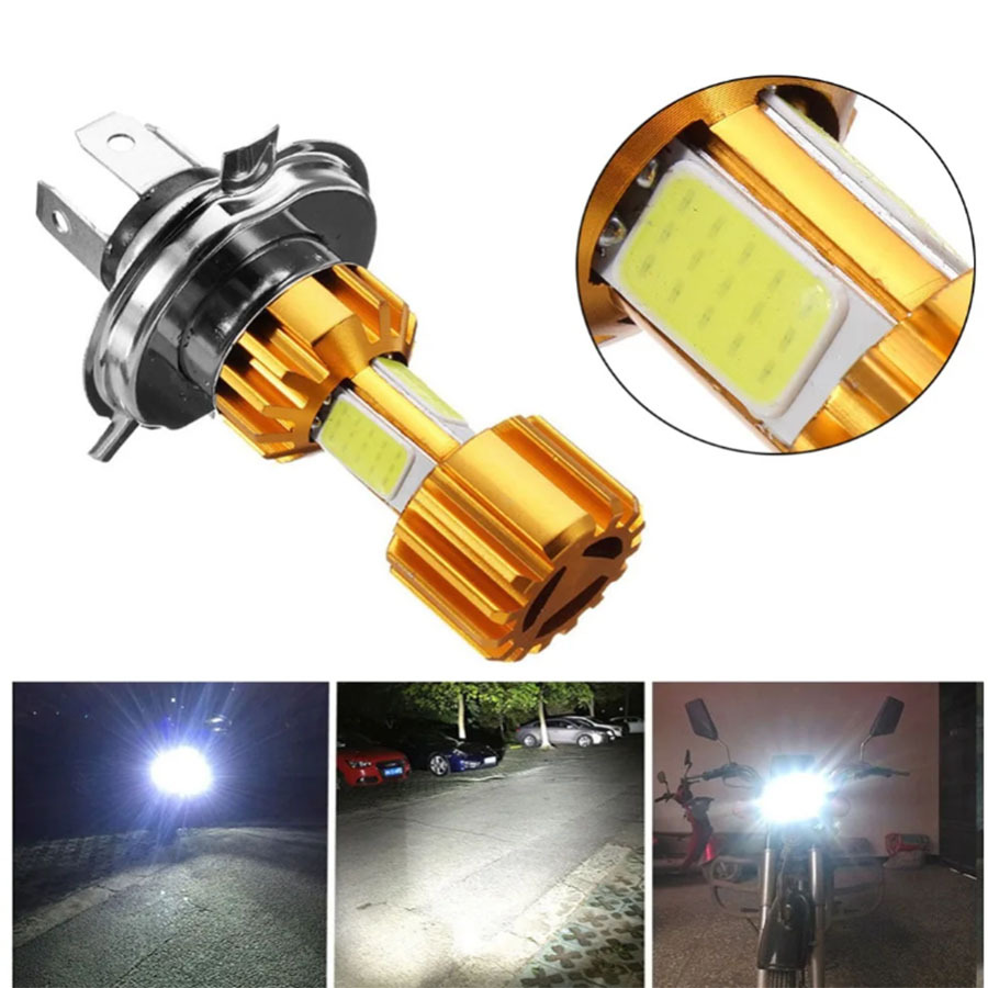 Tcyato Ultra-Bright Motorcycle Led Headlight with Strong Light, Three-Claw H4-8 Design, Dual-Claw Built-In High and Low Beam for Electric Vehicles