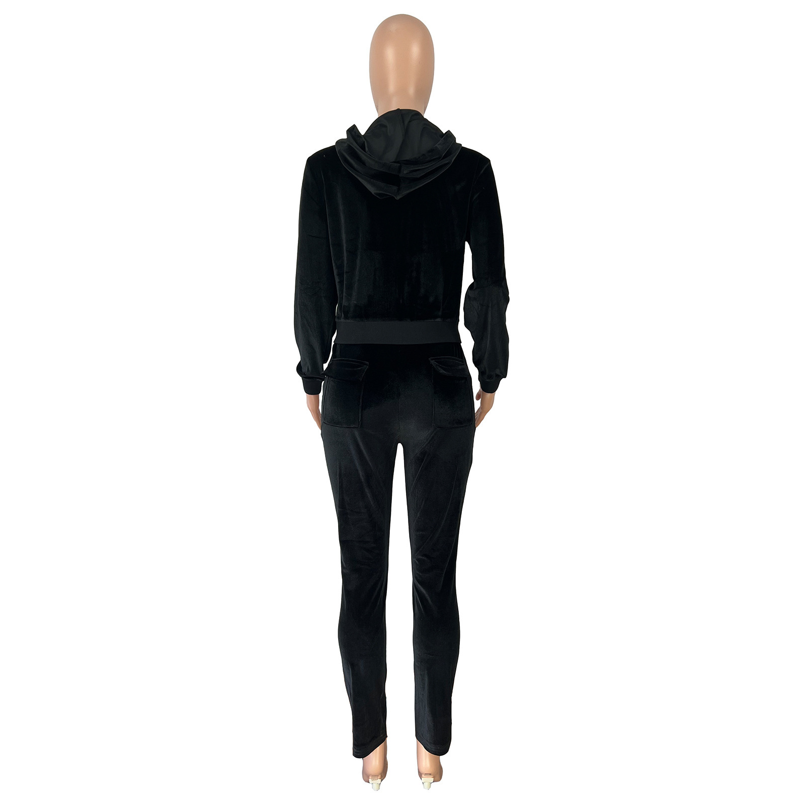 Damen Jogginganzug Aus Samt Mit Kapuze Für Den Herbst Und Winter_voghion.com
