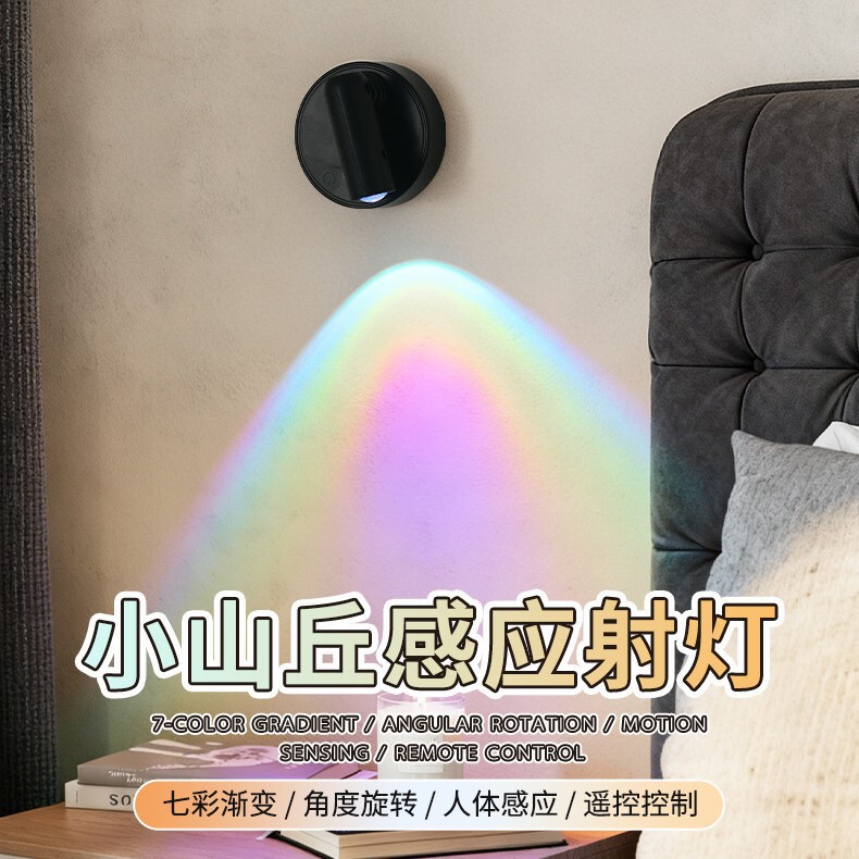 Cross-Border Smart Led Rechargeable Rotating Sensor Wall Lamp Magnetic Suction Punch-Free Spotlight Bedroom Bedside Lamp Atmosphere Night Light