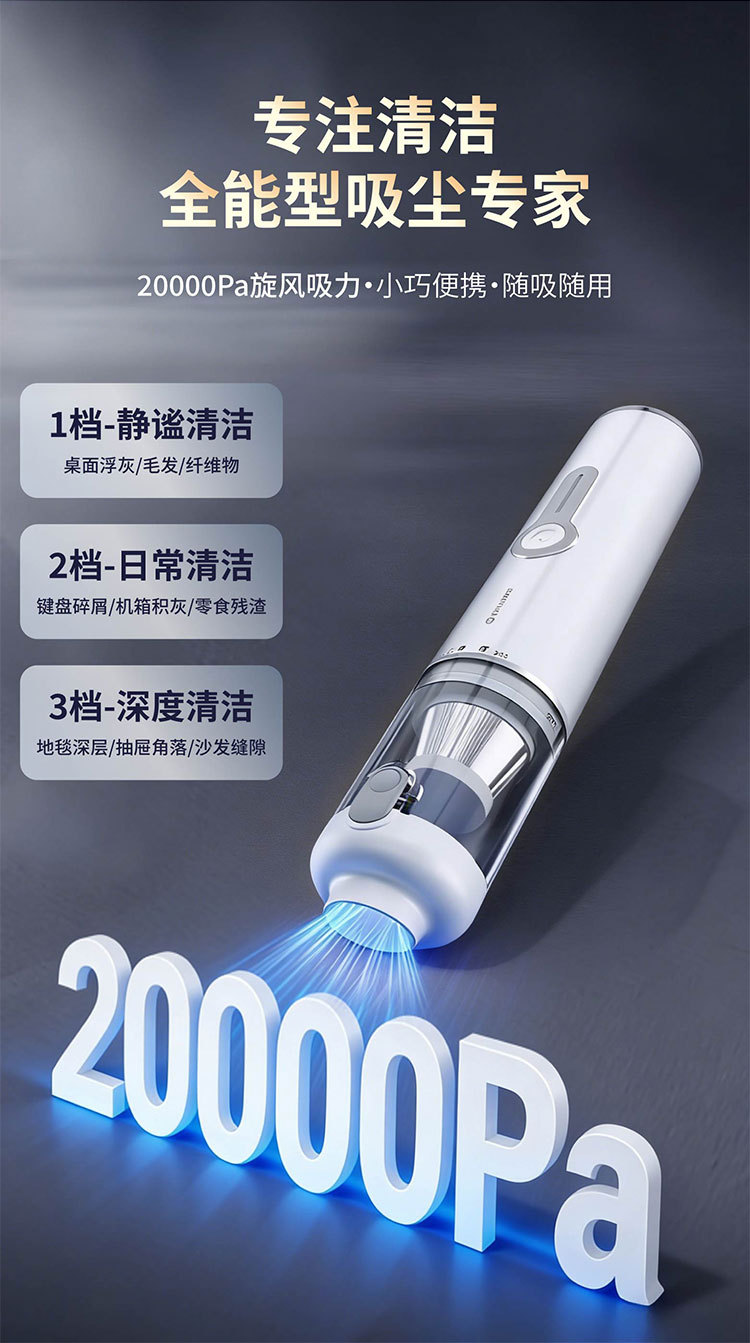 Car Vacuum Cleaner, Handheld Brushless High-Power Dust Removal and Inflating All-In-One, High Suction Dual-Purpose Mini Car Dust Blower